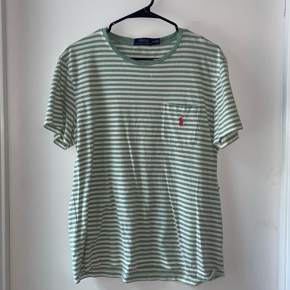2 Polo by Ralph Lauren T-Shirts - Sz M Striped Blue/White Green/White Set of 2!
